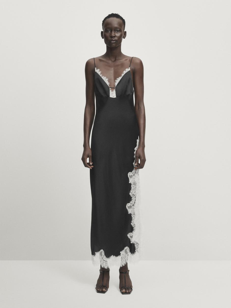 Foto: Massimo Dutti, crna satenska haljina s čipkom (169 eura) | Autor: Massimo Dutti