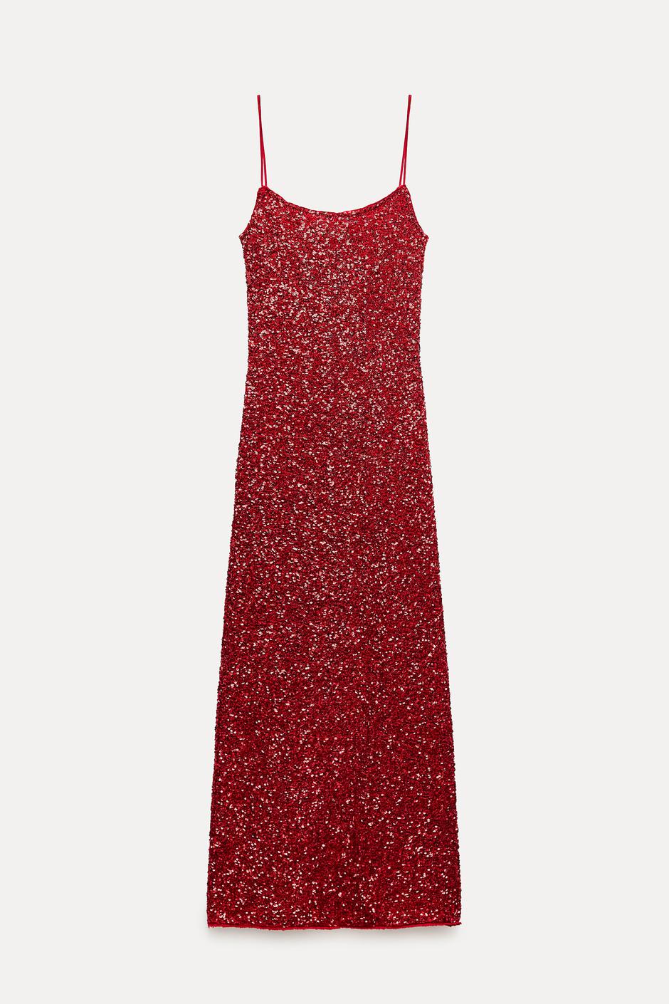 Foto: Zara, duga crvena haljina sa šljokicama (59,95 eura) | Autor: 